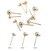 Lote de 10 unids/lote de pendientes de bola redonda chapada en oro de 18k, con conectores de Base de pendiente de bucle, para fabricación de joyas DIY, 3/4/5mm, 10 unids/lote 2024 - compra barato