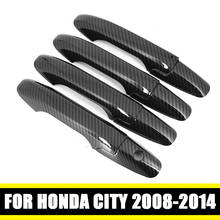 For  honda CITY 2008-2014 Black Carbon Fiber Pattern Car Door Handle Cover Bezel Trim 2009 2010 2011 2012 2013 2024 - buy cheap