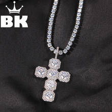 THE BLING KING Rock Sugar Cross Pendant Necklace Hip Hop Full Iced Out Cubic Zirconia gold sliver CZ Stone 2024 - buy cheap