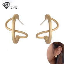 Metal Retro Geometric Exaggerated Gold Color Wedding Earrings Round Stud Earrings Elegant Women Party Earings 2024 - buy cheap