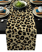 Camino de mesa rústico de piel de leopardo para decoración del hogar, mantel Retro negro para comedor, boda, fiesta de navidad 2024 - compra barato