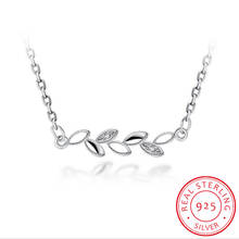 Simples 925 prata esterlina zircônia folha colar para feminino menina presente de aniversário clavícula corrente colares S-N244 2024 - compre barato
