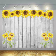 Vintage Board Sunflower Girl Birthday Party Decor Photography Studio Custom Background Photos Children Room Wall Vinyl Backdrop 2024 - buy cheap