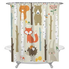 Cartoon Forest Animal Tree Fox Bear Rabbit Waterproof Fabric Shower Curtain Polyester Bath Curtain Bathroom Accessories 2024 - buy cheap