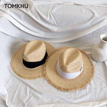 TOMKHU Панама шляпа летняя шляпа от солнца для женщин Пляжная рафия соломенная шляпа для леди УФ-защита шапка для женщин 2020 Новинка 2024 - купить недорого