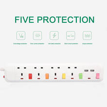3m 5 holes safe Power Strip 1.6m/1m Cable long 3 Power Sockets Plug 250V 10A 2500W  Extension Electrical Adapters NEW 2024 - buy cheap
