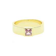 Single Gem Stone Ring Gold Color Material Inlaid Transparent Pink CZ Fashion Trendy Ring for Women Jewelry Gift 2024 - buy cheap