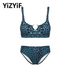 Bañador con estampado de leopardo para mujer, conjunto de lencería Sexy, sujetador y bragas, traje de baño, ropa de playa 2024 - compra barato