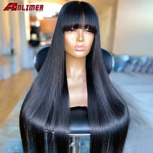 Anlimer-peruca frontal de cabelo humano com franja, base de seda, 150% remy, brasileira, com franja completa, 5x5 2024 - compre barato