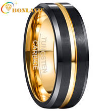 BONLAVIE Gold Promise Engagement Tungsten Steel Ring For Couples Simple OL Party Anniversary Ring For Women Men 2024 - buy cheap