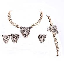 Conjunto de pingente de leopardo esmaltado de cristal, conjunto de joias, brincos decorativos, cor dourada dubai 2024 - compre barato