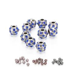 10pcs/lot S Big Hole Stainless Steel Crystal Beads Rhinestone Spacer Bead Charms For Women Bracelet Necklace Jewelry Accessories 2024 - buy cheap