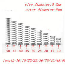 20pcs  0.6mm 0.6*8*L Stainless Steel compression spring. outer diameter 8mm length 10/15/20/25/30/35/40/45/50 2024 - buy cheap