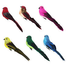 Pássaros de espuma de penas artificiais, cores com braçadeira, decoração da árvore do jardim, pássaros feitos por clipe, ornamento de pássaro falso para decoração caseira 2024 - compre barato