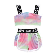 0-24M Fashion Girls Summer Clothing Toddler Newborn Baby Girls Tie Dye Letter Print Crop Tops+Shorts Pants Tracksuits Outfits 2024 - buy cheap