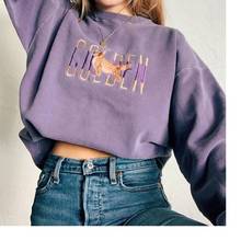 Осенняя толстовка с круглым вырезом, женские толстовки с длинным рукавом и буквенным принтом, модные пуловеры для девочек, женская одежда, фиолетовая 2024 - купить недорого