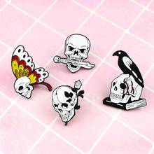 Gothic Brooch Half Face Butterfly Skull Skeleton Bird Death God Creative Horror Thriller Pins 2019 New Arrival Jewelry 2024 - buy cheap