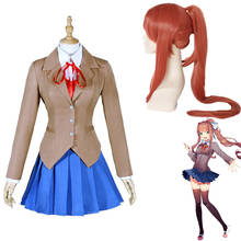 Игровые костюмы Doki Literature Club! Женская школьная Униформа Monika, костюм для косплея из париков, костюм для школьниц DDLC 2024 - купить недорого