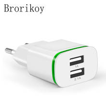 USB Charger for iPhone 6 7 LED Liget 2 Ports 5V 2A EU Plug Chargers Adapter Mobile Accessories Wall Charging For Xiaomi Samsung 2024 - buy cheap