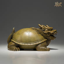 2022 Asia high grade exorcise evil spirits Bring wealth money GOOD LUCK Dragon turtle BRONZE Sculpture FENG SHUI Statue 2024 - buy cheap
