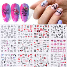 12pcs Nail Stickers Ins Retro Net Red Valentine's Day Series Nail Watermark Stickers 2024 - buy cheap