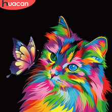 HUACAN Cat Diamond Painting Animal Cross Stitch 5D Diy Diamond Embroidery Butterfly Mosaic Living Room Decoration 2024 - buy cheap