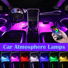 Luz ambiente romântica para carro, fita el neon controle de música, interior automotivo, led rgb, luzes decorativas, atmosfera automática 2024 - compre barato