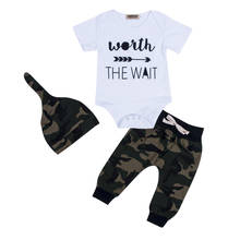 Pudcoco Fast Shipping 0-18M 3Pcs Army Green Newborn Baby Boy Clothes Romper T-Shirt Long Pants And Hat Outfits Set 2024 - buy cheap