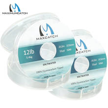 Maximumcatch-100% de fluorocarbono puro para agua salada, línea de pesca con mosca, 50M, 12lb/16lb/20lb 2024 - compra barato