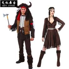 New men Halloween Primitive Native Indian chief Costume Female Warrior Cosplay Carnival Purim Masquerade Nightclub party dress 2024 - buy cheap