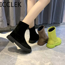 Rock Shoes-Botas de media caña para mujer, botines de diseñador de lujo con punta redonda, de tacón bajo, de goma, A077 2024 - compra barato