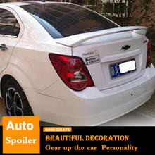 Spoiler traseiro para chevrolet aveo de 2011 a 2013, aerofólio decorativo com luz de freio e plástico abs, para asa traseira, primer, cor do porta-malas 2024 - compre barato