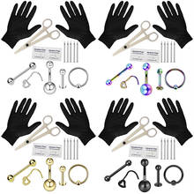 Kit de piercing profissional esterilizado, conjunto de agulhas para piercing corporal e de barriga, ferramentas para cartilagem, ferramentas de joias corporais, 1 conjunto 2024 - compre barato