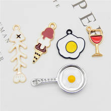 Enfeite de liga metálica para joias com pingente em formato de ovo frito para pulseira e colar faça-você-mesmo acessórios 2024 - compre barato