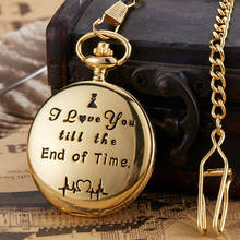 Quartz Pocket Watch Anniversary Present I LOVE YOU Engraved Pocket Watches Fob Chain Necklace Pendants Gift reloj de bolsillo 2024 - buy cheap