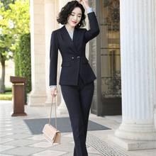 Формальный черный блейзер женские брючные костюмы женские деловые костюмы рабочая одежда пиджак Наборы офисный униформенный стиль 2024 - купить недорого