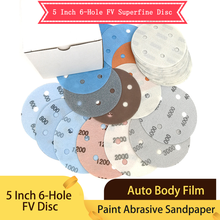 10 Pc 5 Inch 125mm 6 Holes  FV Superfine Wet/Dry Hook & Loop Auto Body Film Sanding Discs Paint Abrasive Sandpaper 600-5000 Grit 2024 - buy cheap