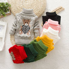 Diimlaptop crianças menino menina suéter tricots gola alta roupas de bebê inverno tops de urso suéter quente para crianças menino e menina 2024 - compre barato
