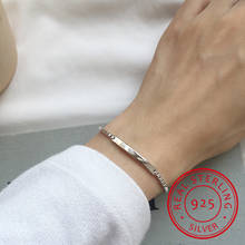 100% Solid Real 925 Sterling Silver Box Chain Link Bracelet for Women Girls Lady 21CM Women's Fine Jewelry Bracelets 2024 - buy cheap