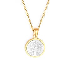 LUXUKISSKIDS Collares Round Shell Steel Tree Pendants Necklaces Gold Stainless Steel Link Chains Necklace Costume Gothic 2024 - buy cheap