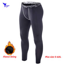 Calça térmica masculina, calça de lã térmica para corrida, para academia, fitness, com elástico, plus size 5xl 6xl 2024 - compre barato