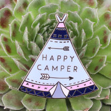 Animal Crossing pin Happy Camper Enamel Pin Nestled Next to the Campfire is Your Slice of Heaven Brooch 2024 - buy cheap