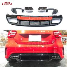 A Class PP Rear Bumper Lip Diffuser with Exhaust Tips 4 Outlet for Mercedes Benz W176 A45 AMG 2013-2019 Back Bumper Plate 2024 - buy cheap