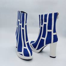 Женские ботильоны на платформе JOJOLion, ботинки на высоком блочном каблуке для косплея, синие, белые, подходящие цвета, обувь для езды на Хэллоуин в стиле панк, большие размеры, a1 2024 - купить недорого