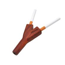 1pcs Wood Tobacco Pipe Handmade Cigarette Smoking Pipe Triple Barrel Wooden Cig Holder Cigarette Cigar pipe 2024 - buy cheap