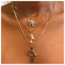 New Fashion Jewelry Statement Necklace Elephant Head Map Multilayer Necklace Gothic Necklace Women Bohemia Wholesale 2024 - buy cheap