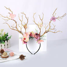2020 Xmas Women Antler Hairband Headband Fairy Reindeer Flower Twig Fancy Dress Party Photo props 2024 - buy cheap