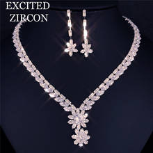 Collar con diamantes de imitación de circón de lujo, pendientes de la princesa Angela, conjunto de joyería para dama de honor, novia, boda, regalo de San Valentín 2024 - compra barato
