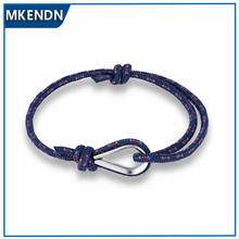 MKENDN Новое поступление, модный спортивный браслет для кемпинга с парашютом темно-синего цвета, шнур для мужчин и женщин, веревочный браслет для выживания в морском стиле, Летний стиль 2024 - купить недорого