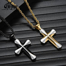 EyeYoYo New Fashion Brushed Cross Chain For Men Polished Stainless Steel Gold Cross Jewelry Necklace Male Gift Jewelry 2024 - buy cheap